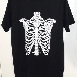 Novelty Black T-Shirt with Skeleton Design